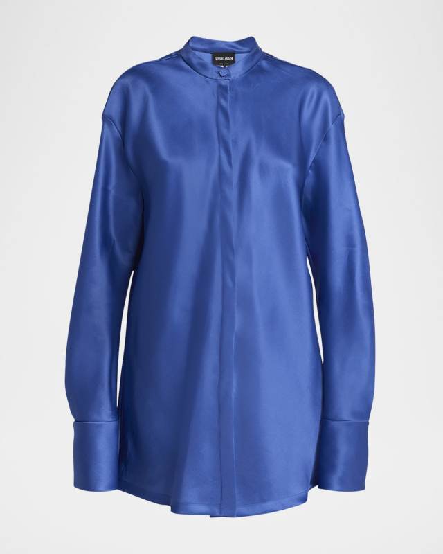 Triple Silk Button-Down Blouse